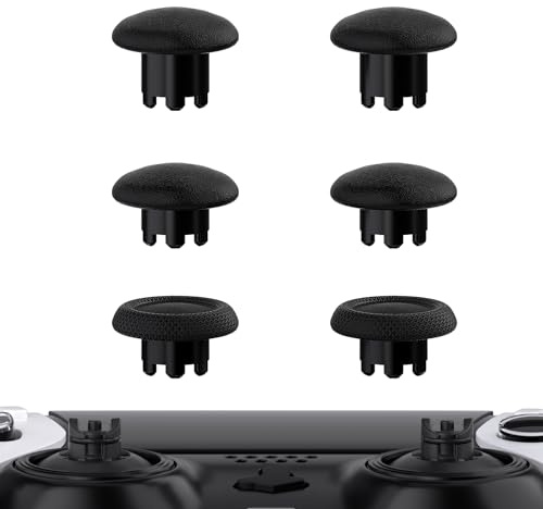 eXtremeRate 6 in 1 Austauschbar Thumbsticks für ps5 Edge Controller, Ergonomische Analogsticks Joysticks Kappen Aufsätze für ps5 Edge–Schwarz (Controller&Joysticks-Basis Nicht enthalten)