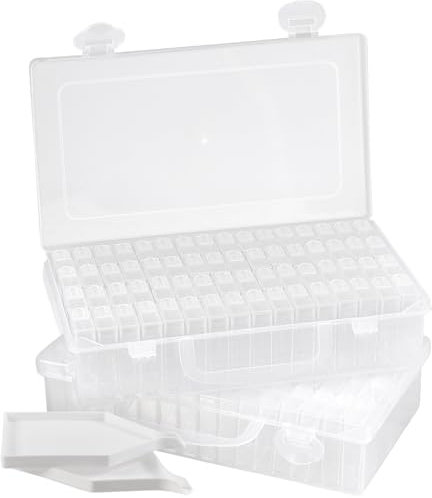 CHUIFAI 2 Stück Diamond Painting Zubehör Boxen, Diamond Painting Aufbewahrung Behälter mit 64 Kleine Dosen, Aufbewahrungsboxen für Diamond Painting Steine