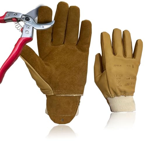 Hochwertige SCHNITTSCHUTZHANDSCHUHE aus Leder - Premium-KEVLAR-Futter für Schutz vor Dornen und Stacheln - Europäisches Produkt - Gartenarbeit & Heimwerken - Stacheldraht oder scharfe Teile - PSA