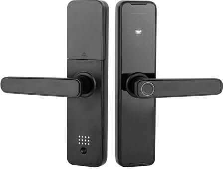 Cerradura de puerta inteligente, 5 modos de desbloqueo, alarma antirrobo, modo de contraseña silenciosa, ideal para hogares, hoteles, oficinas, escuelas y garajes