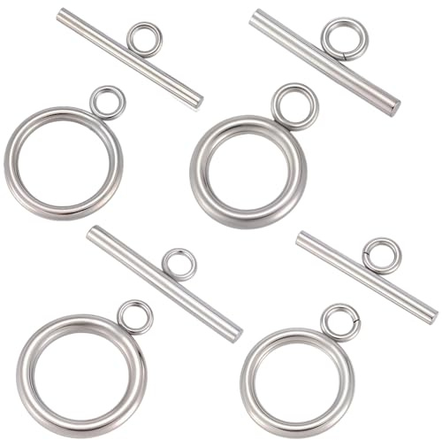 Beebeecraft 40 set di 4 misure di Chiusura A Levetta 304in Acciaio Inossidabile con Chiusura Ad Anello A T per Bracciale Collana Creazione di Gioielli Fai Da Te