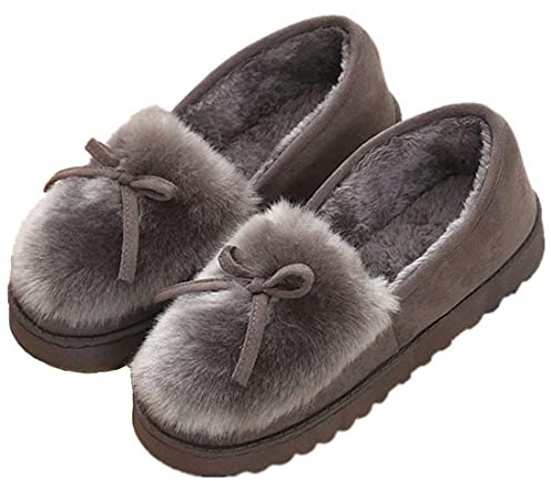 Mujer Zapatillas de Estar Invierno casa Cerradas Calienta con Comodidad Pantuflas,Gris-D,37 EU