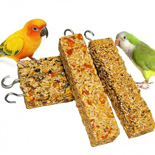 Acsist 4PCS Parakeet Treats,Parrot Grains Mixed Treat Sticks,Vegetable & Grain Style Sticks,Bird Treats for Cockatiel Budgies Lovebirds Canary Conure Finches