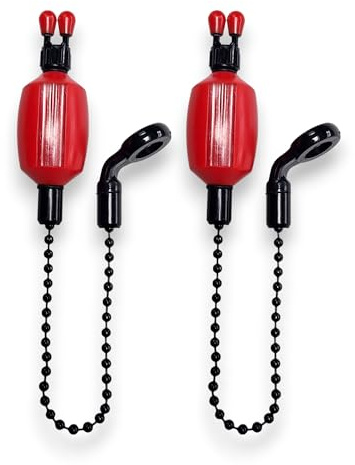 TJR Tackle 2 x Pro Ace II Bite Indicators Bobbins Short 14cm Chain For Fishing Bite Alarms 3 colour options (Red)