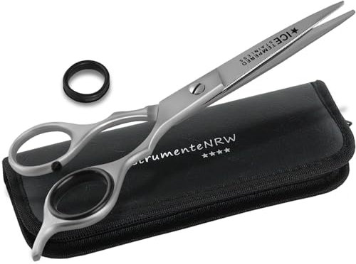 Premium Friseurschere Haarschere mit Mikroverzahnung InstrumenteNRW oder Solingen mit Aufbewahrungs-Etui (Nr.10 = 5 Zoll 1 x Mikroverzahnt)