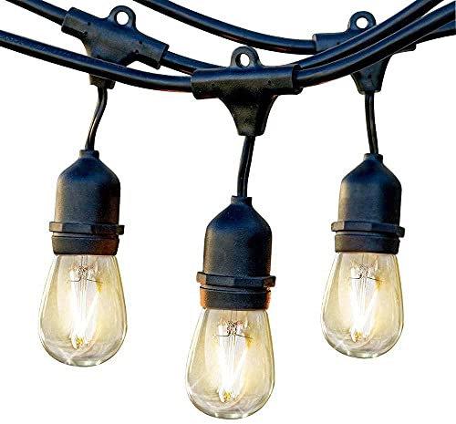 Catena luminosa led catenaria cordoniera con 10 portalampada pendenti cavo nero per lampadine E27 10 mt impermeabile prolungabile retrò vintage luci giardino (lampadine escluse)