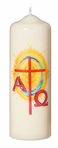 Wiedemann Osterkerze Kreuz mit A & O, 15 x 5 cm, Unparfümiert