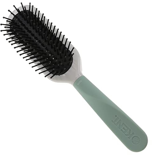 Kent KCR2 Create Vented Cushion Paddle Hair Brush for Blowdrying, Root Lift, and Volume in All Hair Types - Vent Brush with Green Ergonomic Handle and Soft Ball Tipped Bristles for Pain Free Use