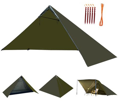 Onewind Buschcraft Ultraleichter Unterschlupf, Zelt, Notfall, Überlebensschutz, Leichter Unterschlupf-Poncho für Camping, Wandern und Rucksackreisen, OD Green
