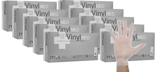 MTS Safety & Protection Einweghandschuhe S - 1000 Stück/Box Vinylhandschuhe Transparenz - Einmalhandschuhe Puderfreie Handschuhe Diagnose Vinyl Handschuhe Einweg Gloves (S, 1000 Stück)
