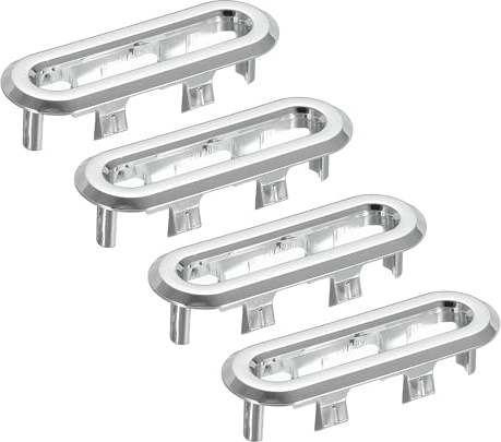 PATIKIL 2x0,7 Pollici Ring di Troppopieno, Lavello Tondo Coperchio Lavabo Bordo Ovale Inserto Plastica Tappi Rotondi Foro per Cucina Bagno, Argento 4pz