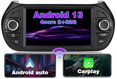 RICBAFEE Autoradio per Fiat Fiorino/Qubo/Peugeot Bipper/Citroen Nemo, Stereo 7 Pollici Touch Screen Con Navigazione, CarPlay, Android Auto, MirrorLink, FM, Controllo Al Volante (2+32GB 4Core)