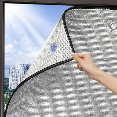 Protección de la intimidad Aislamiento térmico Lámina reflectante para ventanas,Lámina de aluminio Lámina aislante,para la oficina en casa,Garaje,Con ventosa (75x120cm/30x47in)
