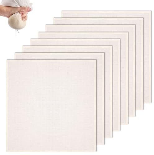 8 Pièces Étamine Alimentaire 50x50cm Cheesecloth Non Blanchi Mousseline Alimentaire Lavable Etamine Cuisine Réutilisables Etamine a Fromage pour Filtrer Jus Beurre Lait de Noix Tofu Fromage