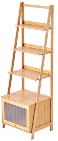 YVYKFZD Ladder Shelf Bookshelf, Free Standing Bookcase, Corner Display Storage Rack with Drawer, Bamboo Book Shelf Organizer Plant Flower Stand, for Small Space(Wood)