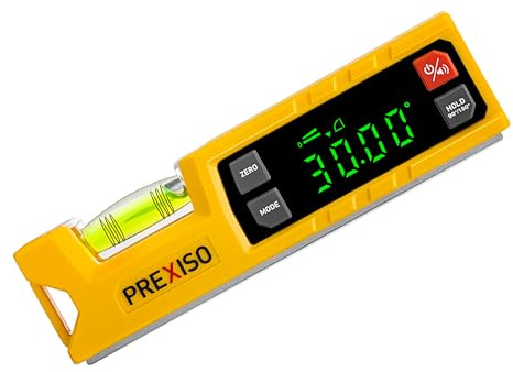 PREXISO Digital Angle Finder Level with Protractor, 0-90° & 0-180° Inclinometer, Digital Spirit Level with Magnetic V-Groove, Torpedo Slope Level Tool for Woodworking, Construction, Masonry