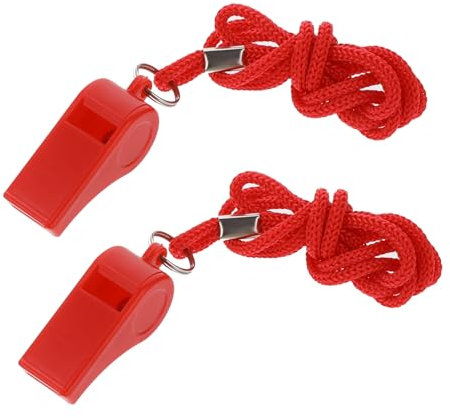 Aiyorse 2 Stück Pfeife,Trillerpfeife Sportpfeifen mit Umhängeband,Schiedsrichter Pfeifen Whistle for Coaches Trillerpfeife Sportunterricht für Schulsport, Fußball, Hundetraining, Sportunterricht-Rot