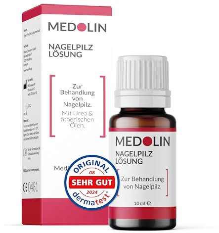 Medolin® Nagelpilz Lösung - Wissenschaftlich bestätigte Wirkung - Effektiver Nagellack für schöne & gepflegte Nägel | Nagelhärter | Geeignet für Fuß & Hand, 10 ml