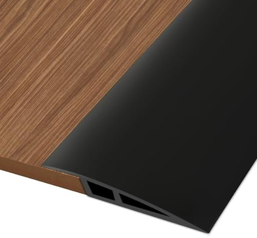 Hengrongshen Floor Transition Strip, Vinyl Door Threshold Strip Self Adhesive Threshold Flooring Transition for Laminate Doorway Edge Threshold Height Difference from 1/5 to 2/5 (Black, 3.3Ft)