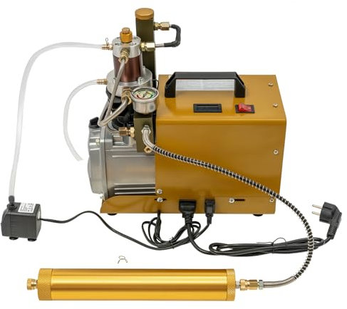 Hochdruckluftpumpe, Elektrischer Luftkompressor - 1.8KW/ 30MPA - Maximales Aufblasvolumen: 2L, Druckluft Kompressor für industrielle Rohrleitungsprüfung, Reifenaufblasen (Gelb)