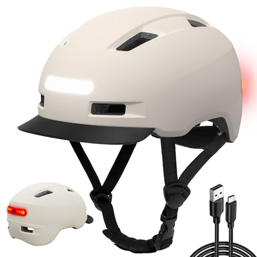 KINGLEAD Cascos de Bicicleta para Hombre y Mujer, Casco de Bicicleta con Gafas magnéticas y luz USB Recargable, Casco de Carreras Ajustable para Bicicleta de montaña con Tiras Reflectantes