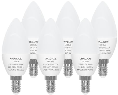 ORALUCE E14 LED Warmweiss kerzenform 5 Watt, 3000K Glühbirne E14, 6 Stück