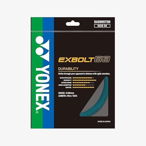 YONEX EXBOLT 68 Badminton String, Gauge 0.68mm Length 10m/33feet, High Power & Durable Choice of Colors (Turquoise)