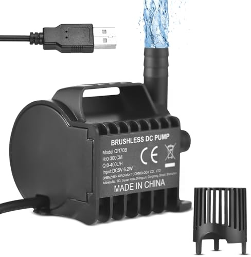Qcwwy Mini Dränkbar Pump Tyst Fontänpump för Akvarier Akvarier Husdjur Vattenfontäner Trädgårdsdekoration (QR70B)