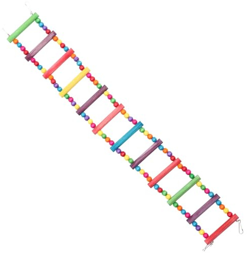 SOIMISS Wooden Parrot Climbing Ladder Bird Cage with 12 Steps, Bite-resistant Natural Wood, 80cm Long Soft Bridge for Indoor Bird Play and Training
