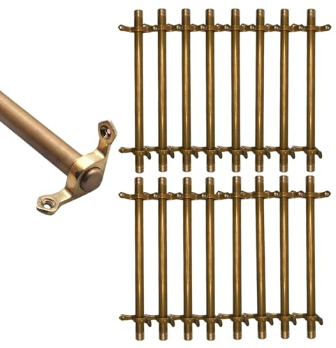 Säkringsstång i mässing för trappmattor, 3/5/13/15-pack, halkfri och hållbar, enkel gör-det-själv-installation för hotell/konstgalleri (16 st, 81 cm (32 tum))