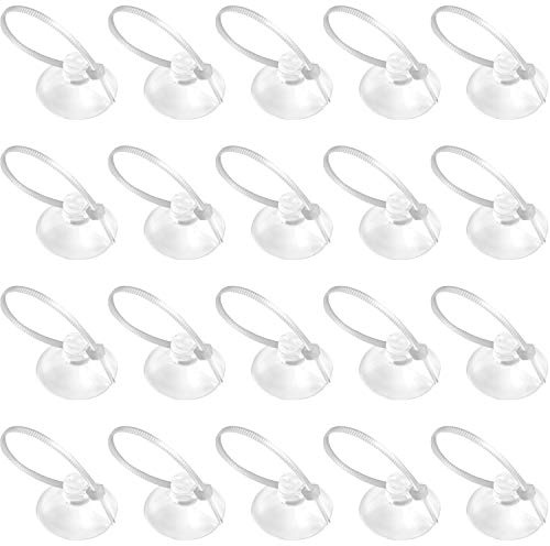 FEBSNOW Aquarium Suction Cups, Fish Tank Suction Cups Aquarium Suction Cup Clip Suction Hooks with 30 PCS Adjustable Cable Ties for Plants, Planter, Binding Moss Shrimp Nest (20)