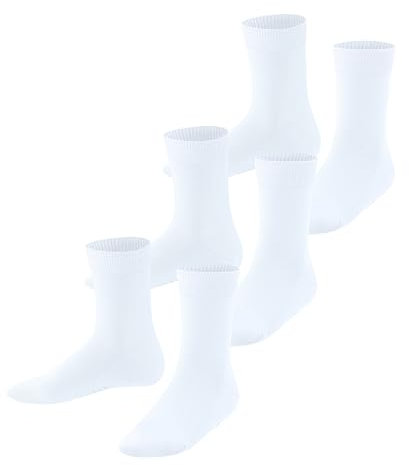 FALKE Unisex Kinder Socken Family Multipack K So Baumwolle einfarbig 3 Paar, Weiß White 2000, 23-26