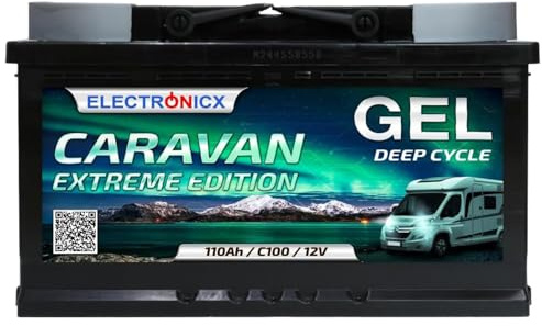 Electronicx GEL-förbrukningsbatteri husvagn Extrem 12V 110Ah – 315x175x190 mm – Båt, Van, Husbil, Camping GEL-batteri – Pluspol höger – underhållsfritt