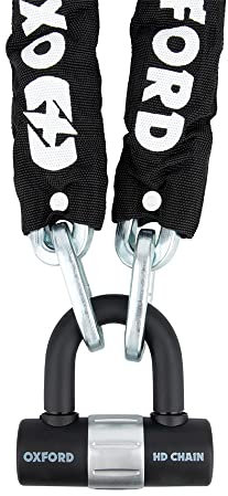Oxford HD Chain Lock for Motorcycle, Motorbike, Scooter Security Sold Secure Theft Protection Bike Securing Chains (Black, 2.0m)
