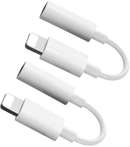 Bxlive Headphone Jack Adapter for iPhone, Headphone Adapter 2 Pcs Lightening to 3.5 mm Aux, Adaptor Compatible with iPhone iPad 14/13/12/11/XS/XR/X 8/ All IOS, Support Music Control, White