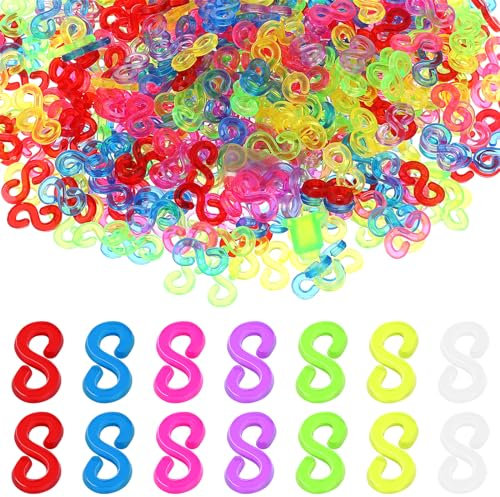 Hariendny 1500 Stück S Clips Loom Bänder Bunt Loom Bänder Verschlüsse Loom Bands Häkelnadeln für DIY Rubber Band Schmuck