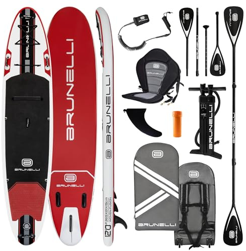 BRUNELLI 12.0 Woven X Fusion Double Layer SUP Board Stand Up Paddle Komplettset 365cm (Rot)