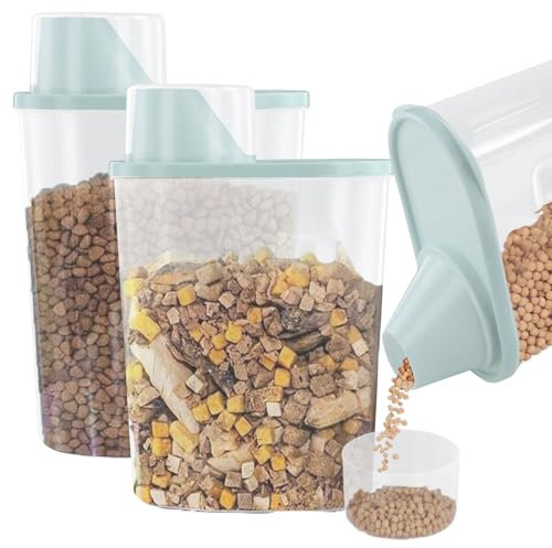 Dokeno 2er-Pack Futterbehälter Hund, Versiegelt Auslaufsicher, Hundefutter Aufbewahrung, Vorratsdosen für Lebensmittel mit Messbecher, Trockenfutter Aufbewahrung, Behälter für Haustiere Futter