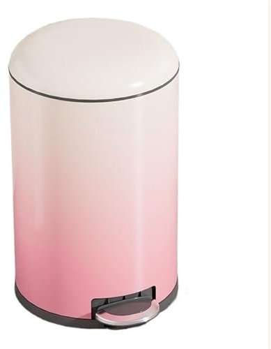 Badezimmer-Mülleimer Runder Abfalleimer mit Farbverlauf und Deckel, Mülleimer aus Edelstahl mit Trittpedal und herausnehmbarem Mülleimer for Wohnzimmer, Schlafzimmer, Büro Basurero Para Cocina(Pink,M)
