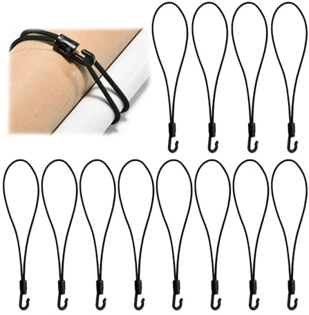 12 elastici con ganci, elastici in gomma, tenditori, clip per teloni, ganci, ganci multifunzionali, elastici, dilatatori multifunzionali, moschettoni, corde di tensionamento, ganci per teloni, tenda e