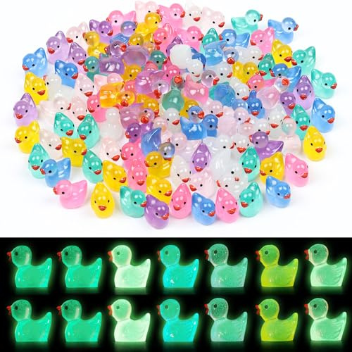 DiULi Miniatura Piccola Anatra, 120 Pezzi Paperelle Luminosa, Miniatures Resina Anatra Figure, Mini Anatre per Giardino, Paesaggio, Casa delle Bambole Ornamento Fai da Te, Compleanno