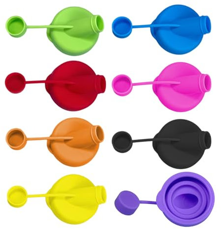 Lot de 8 becs verseurs en silicone pour bouteille de lait - Bouchon de bouteille de lait - Bec verseur de qualité alimentaire - Couvercles étanches pour jus de fruits