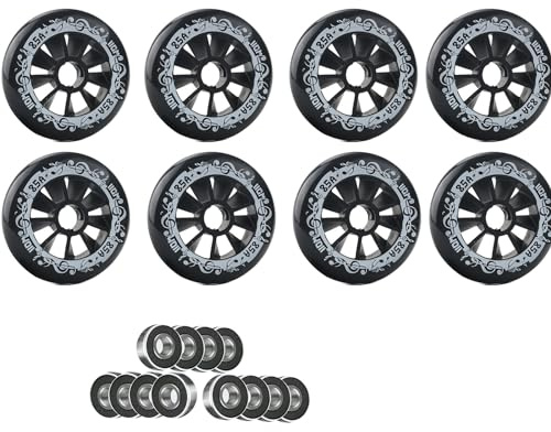8-pack inlines, rullskridskor, rullskridskor, hjul, inline-hjul för utomhusbruk, 90 mm, 100 mm, 110 mm, ersättning med ABEC 9-kullager, hårdhet 85 A, ökad hastighet