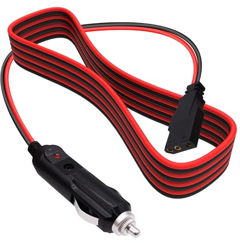 CybNemo CB Radio Power Cord 15A 3 Pin Plug to 12V Cigarette Lighter Plug 2 Wire 16 Gauge Heavy Duty Cable for CB Radios -1.5M/5FT