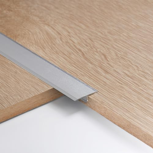 3pcs 2cm Aluminum T Molding Floor Transition Strip Metal Flat Divider Strip for Joining Floor Gaps Laminate Profile Flooring Edge Trim Cover Strips,0.9m Silver
