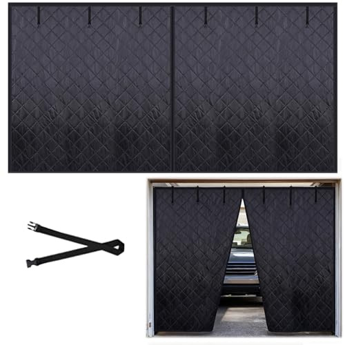 Magnetisk Termisk Garageportsisoleringsgardin För Vintern - Väderbeständig Vindtät Ljudisolerad Garageportsskärm, Mörkläggningsskydd För Garage Med 1/2/3 Bilar(Svart,W600xH400cm)