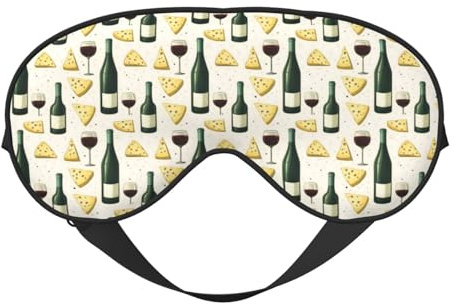 Antifaz para dormir para mujeres y hombres, con estampado de queso de vino tinto, cómodas máscaras de viaje para dormir, máscara de dormir, vendas ajustables para mujeres y hombres, divertidas vendas