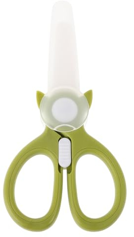 Unomor Portable Ceramic Food Scissors for Meat and Noodles, Kitchen Shears with Grass Green Handle, Food-grade Ceramic Cutter for Food and Fruit, Travel-friendly Design