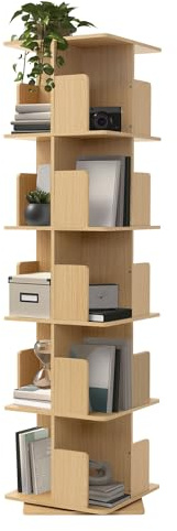 ML-Design Libreria Girevole a 360° 40x155x40 cm Effetto Legno di Quercia da Interno con 5 Ripiani e 20 Scomparti, Scaffale Angolare a Colonna Salvaspazio Mobile Multiuso per Casa e Ufficio Moderno
