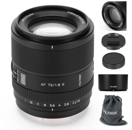 VILTROX 75 mm F1.8 Evo för Sony E-fäste, fast brännvidd, autofokus och APS-C stor bländare för Sony E A7IV ZV-E1 A7CII A7RV FX3 A7SIII A7CR A7C A7C A1 A7RIV A9 A9II A7RIII